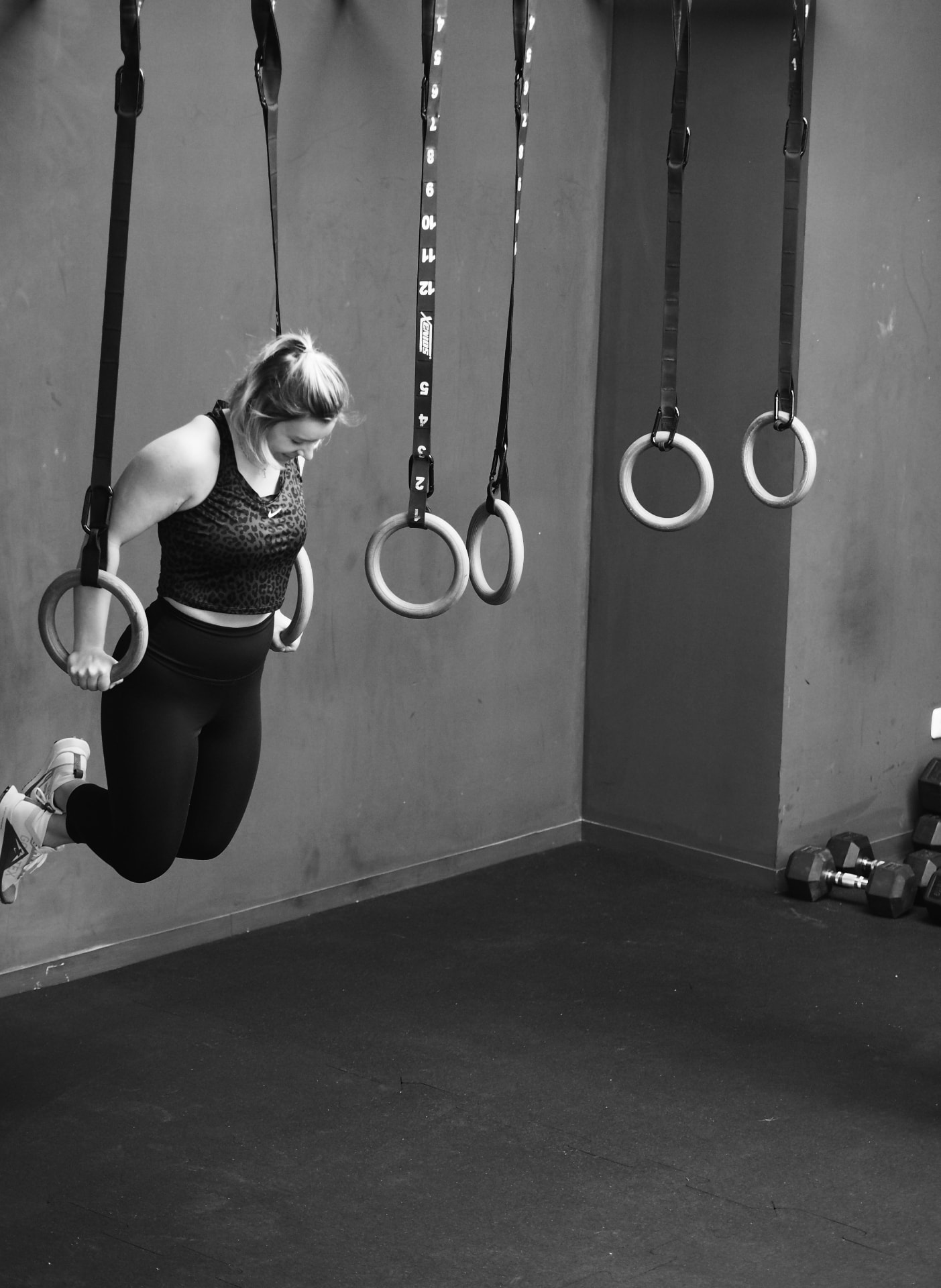 Athlete performing a ring dip at Studio 58